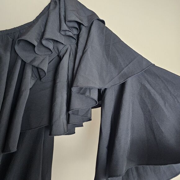 Ace By Aimee Black Ruffled Off - Shoulder Jumpsuit XL/12 Sexy Spring - Picture 7 of 11